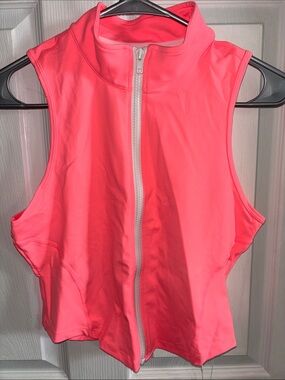 HALARA Neon Coral Zip-Front Sleeveless Athletic Vest